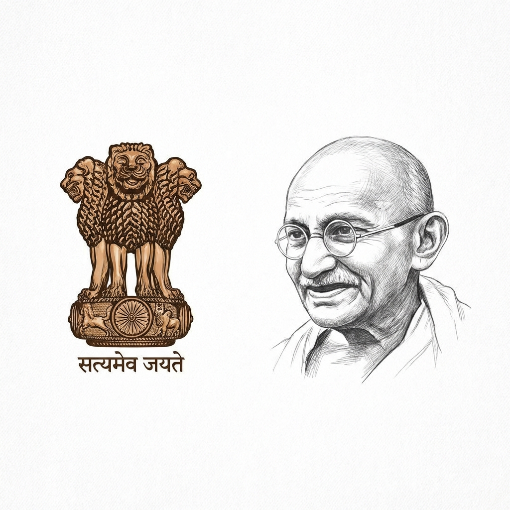 Gandhiji and Emblem